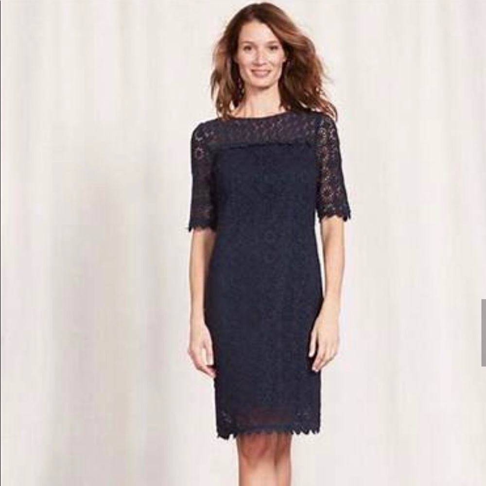 Boden Poppy lace dress in navy blue. Size 12L